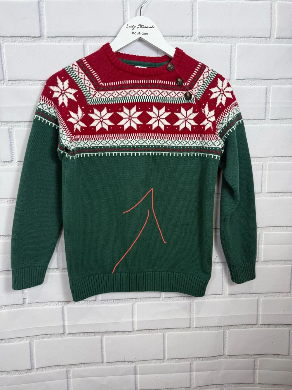 Kids Christmas Fair Isle Snowflake Sweater Red Green Holiday Pullover/12